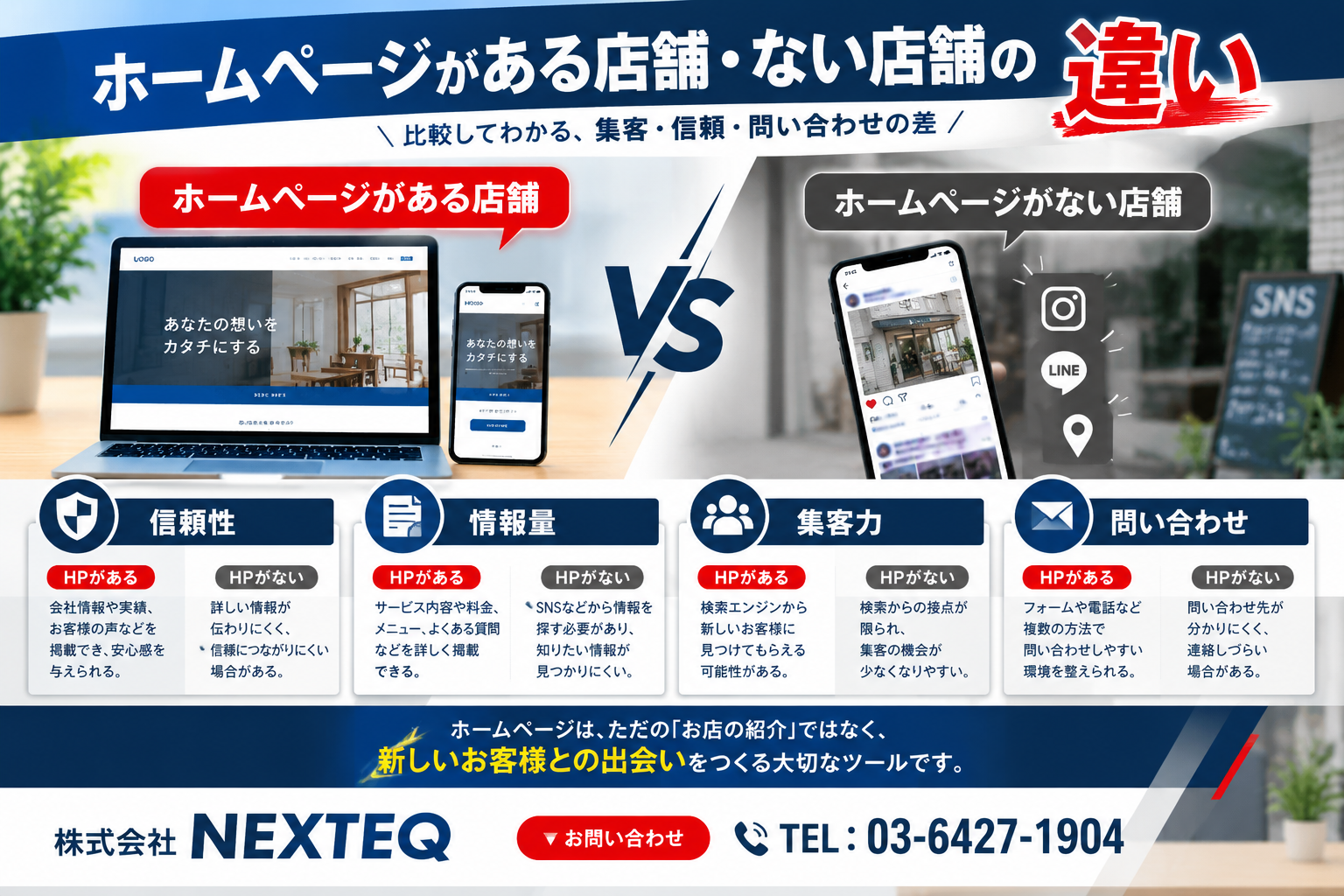 ホームページがある店舗・ない店舗の違いとは❓集客や信頼性を比較😌✊